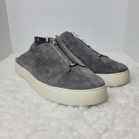 Frye Lena Womens Mule Shoes Size 11 Suede Grey Suede Slide Platform Zip Sneaker - Picture 1 of 10